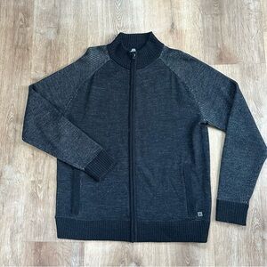 100% Merino Wool Mens Smartwool Full Zip Sweater Size Large Charcoal Grey